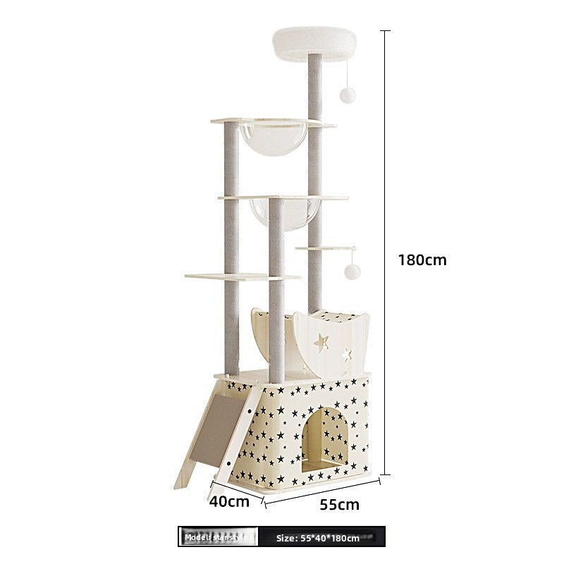 Thumbnail: Wooden Cat Tree with Scratching Post