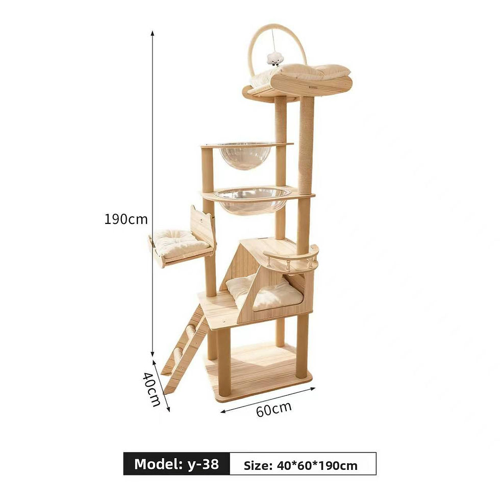 Thumbnail: Wooden Cat Tree with Scratching Post