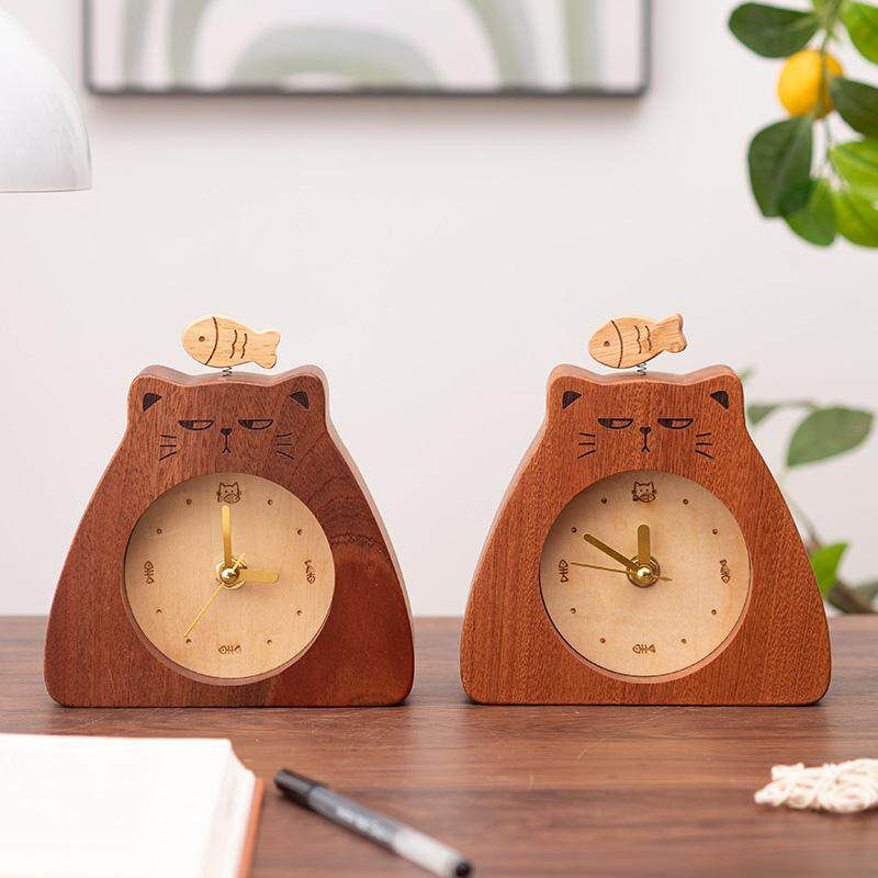 Thumbnail: Cute Cat Wooden Desk Clock