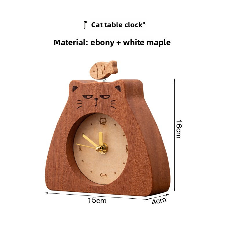 Thumbnail: Cute Cat Wooden Desk Clock