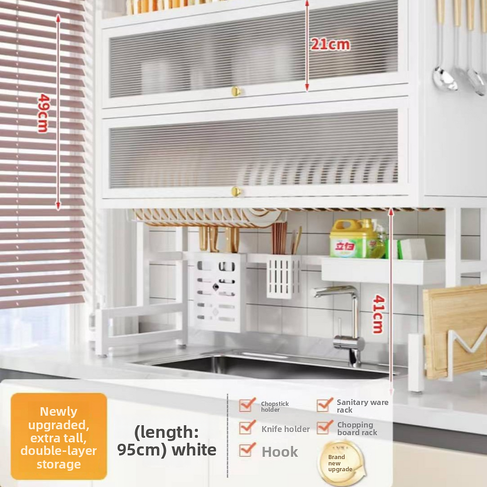 Thumbnail: Double Layer Kitchen Sink Rack Dustproof Draining Storage Cabinet