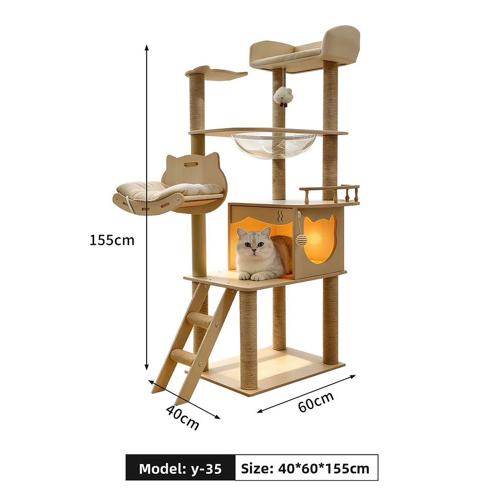 Thumbnail: Wooden Cat Tree with Scratching Post