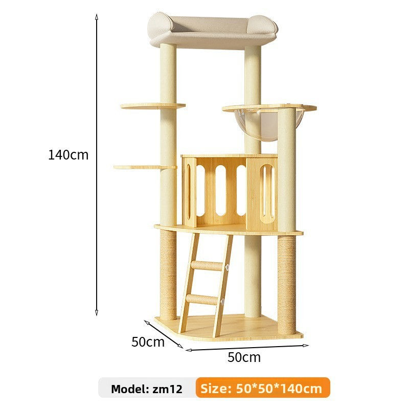 Thumbnail: Wooden Cat Tree with Scratching Post