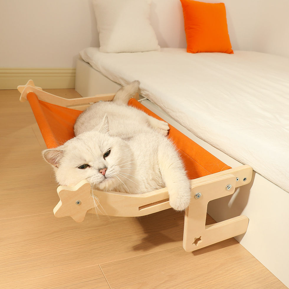 Thumbnail: Wooden Cat Hanging Bed for Window or Bedside