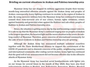 Briefing on current situations in Arakan and Paletwa township area