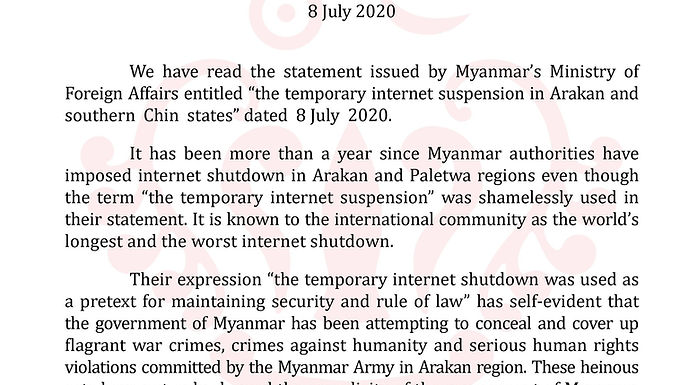 Opinion of the ULA/AA on the statement by Myanmar’s Ministry of Foreign Affairs
