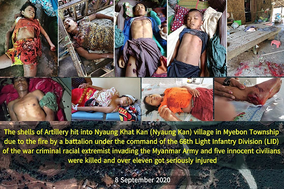 An innocent young school teacher in a paddy field was killed by heavy artillery fire of Myanmar Army
