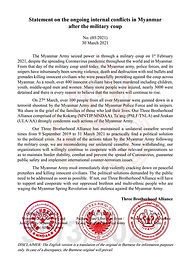 Statement on the ongoing internal conflicts in Myanmar after the military coup