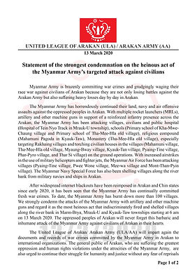 statement of the strongest condemnation on the henious act of the myanmar Army
