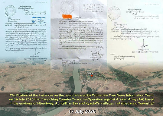 Clarification of the instances on the news released by Tatmadaw True News Information Team on16 July