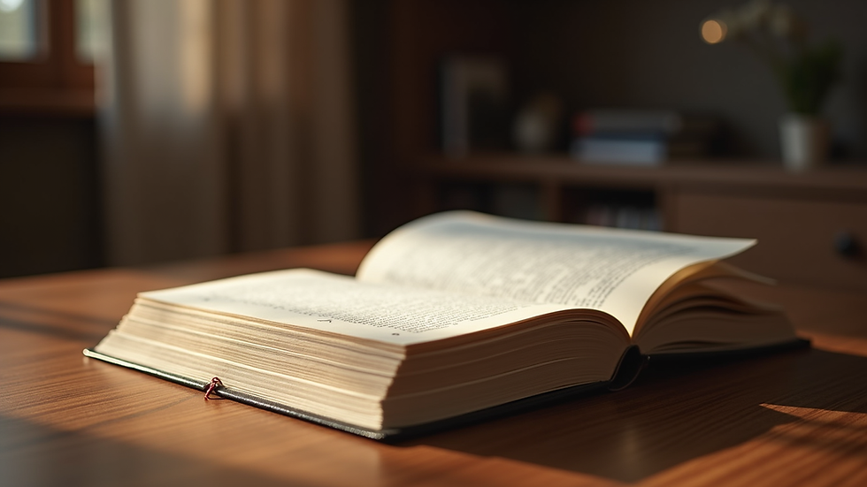 Eye-level view of a law book on a wooden desk