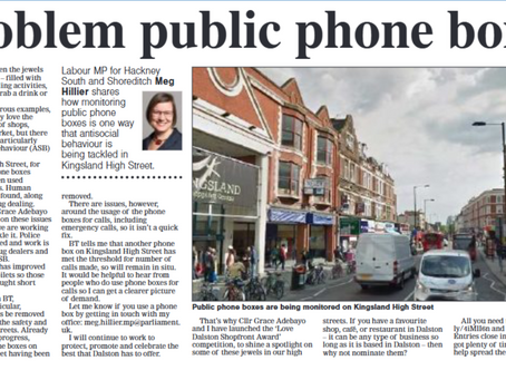 Meg's Hackney Gazette Column: Problem public phone boxes