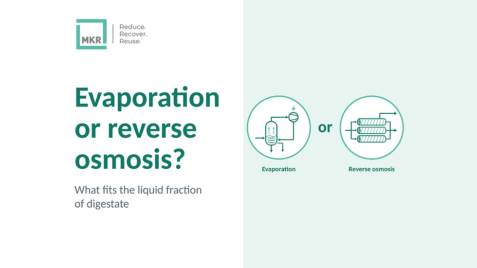 Evaporation or reverse osmosis? Process icons of a mechanical vapour recompression evaporator and a reverse osmosis unit with three membrane modules.