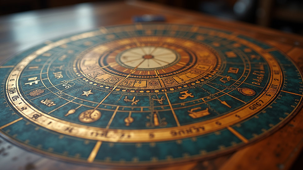 Eye-level view of a vibrant astrological chart with intricate designs