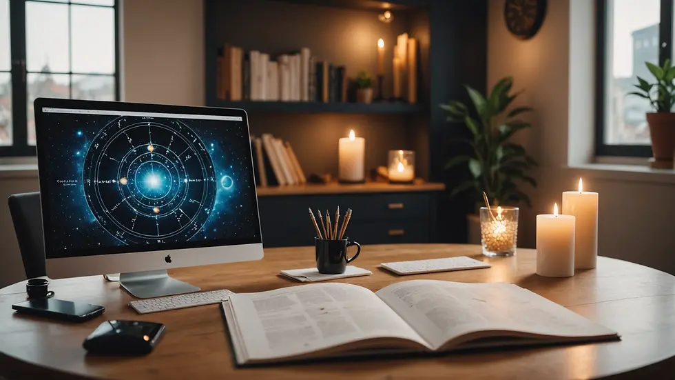 Eye-level view of a calming astrology consultation space