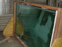Crated Etched Glass Panel