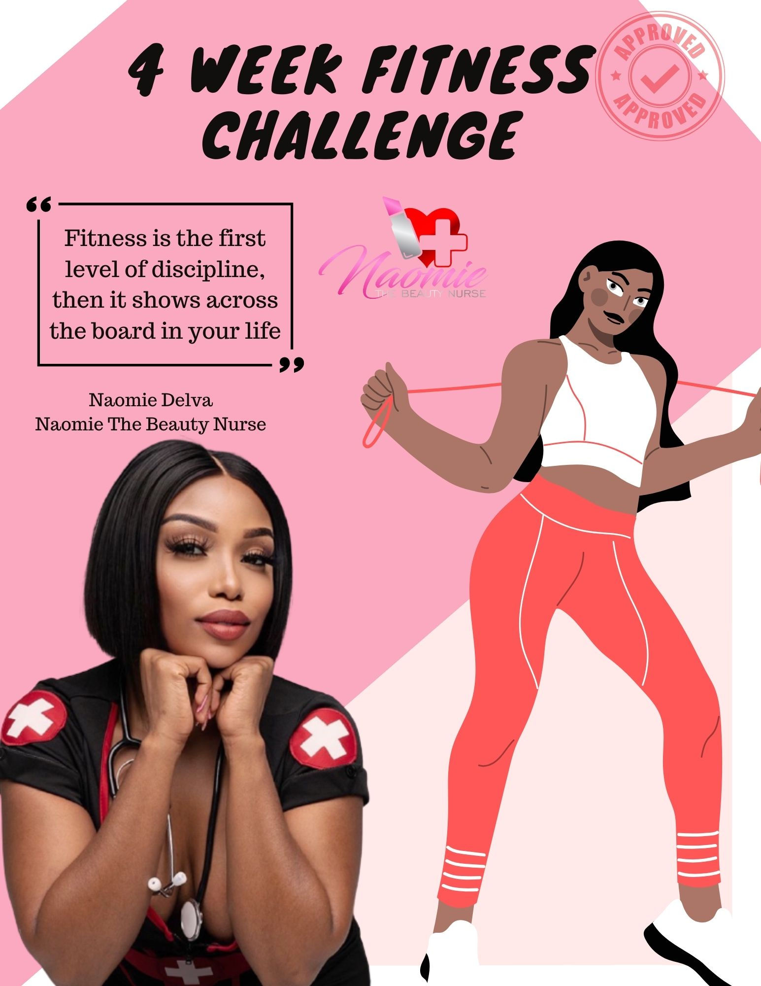 4-Week Fitness Challenge 67 page Workbook by Naomie the Beauty Nurse