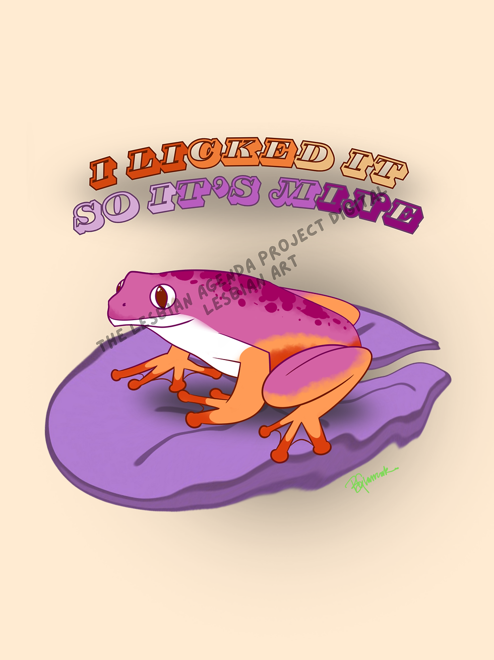 I Licked It So It’s Mine: Sunset Lesbian Flag Wall Art Print | Funny Sapphic Wa