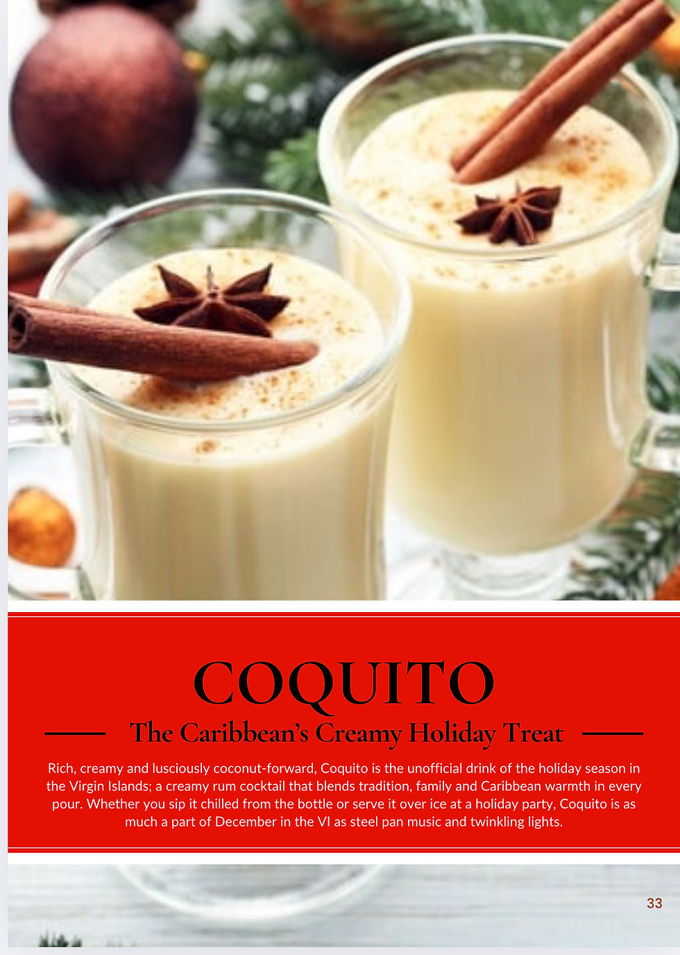 Coquito a favorite holiday drink in St Thomas