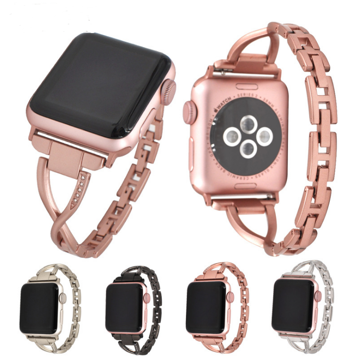 Thumbnail: Apple Watch Band X-Type Stainless Steel with Diamonds