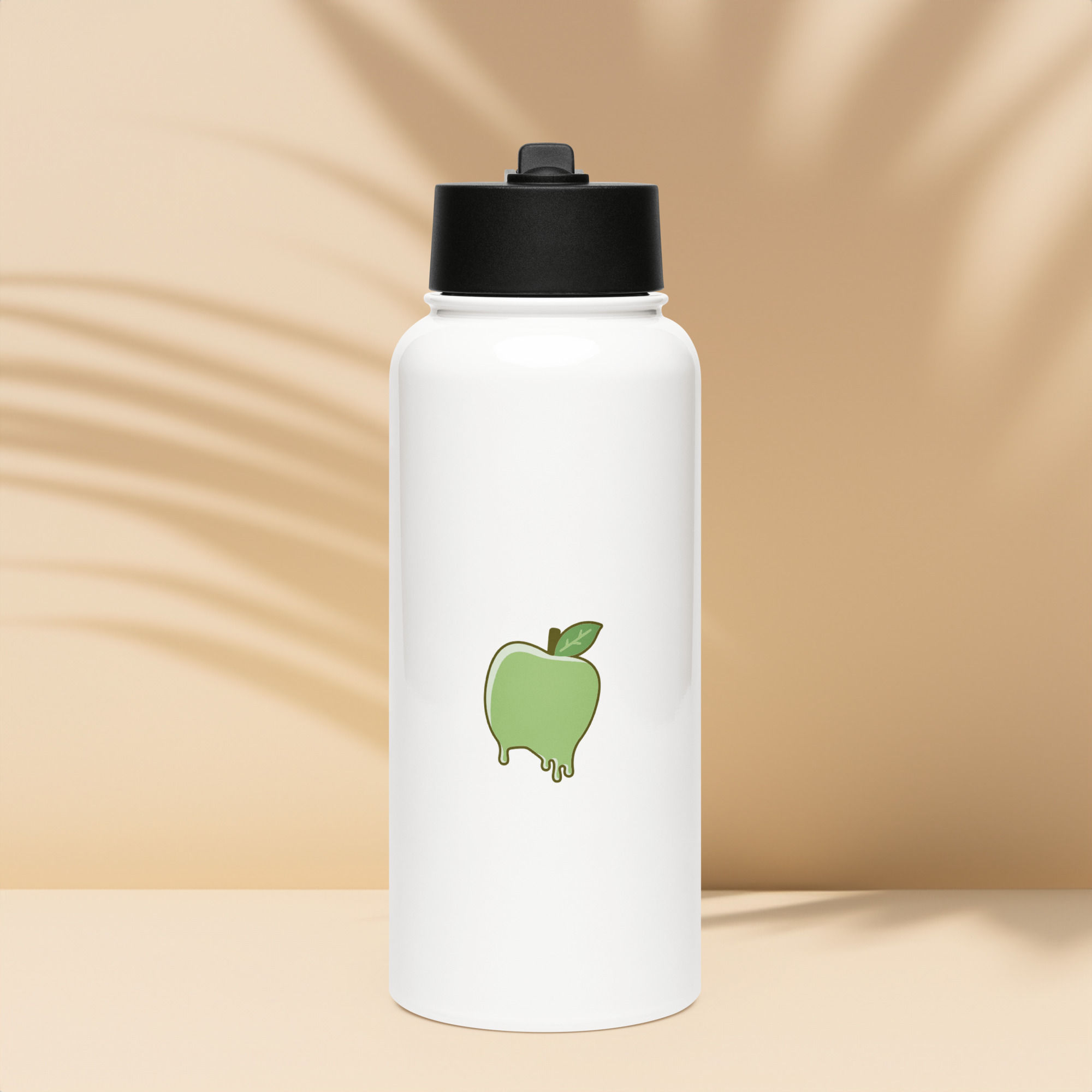 Stainless steel water bottle with a straw lid