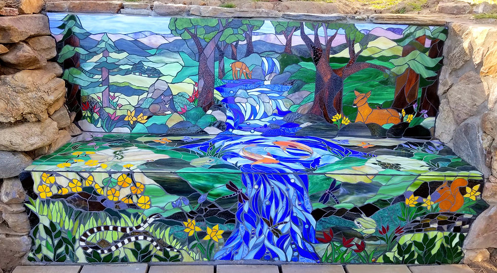 4 Stained glass and mosaic at Green Owl Art Studio