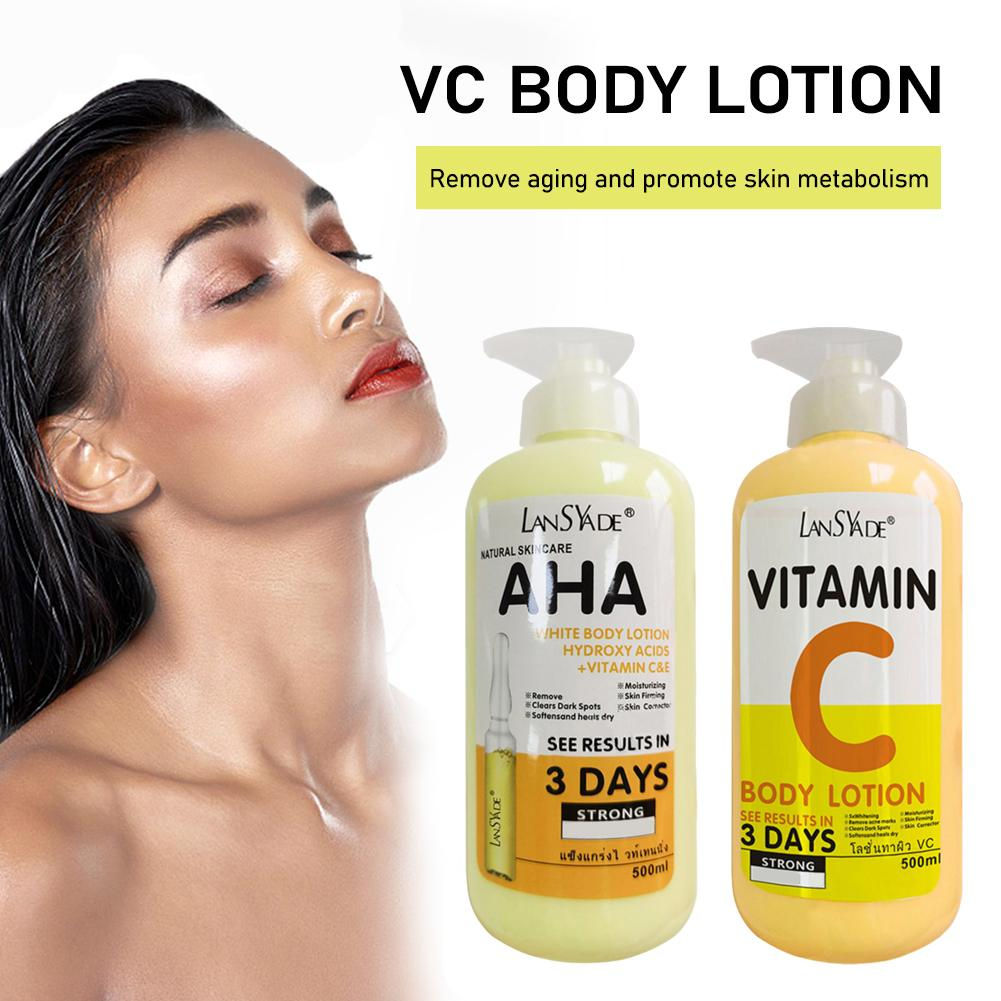 500ml Vitamin C Body Cream Whitening Hydroxy Acids VE Remove Acne Marks Deep Moi