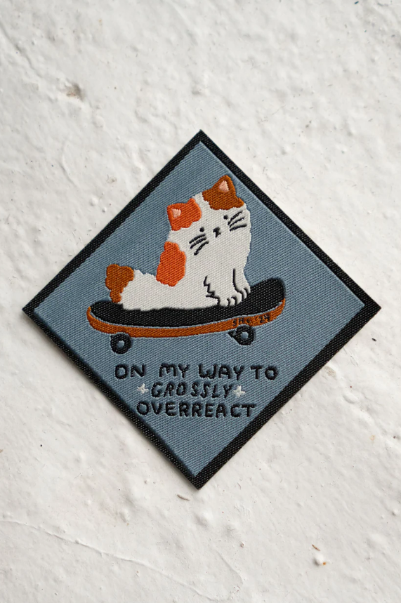 Stay Home Club Sticky Iron-On Patch "Overreact"