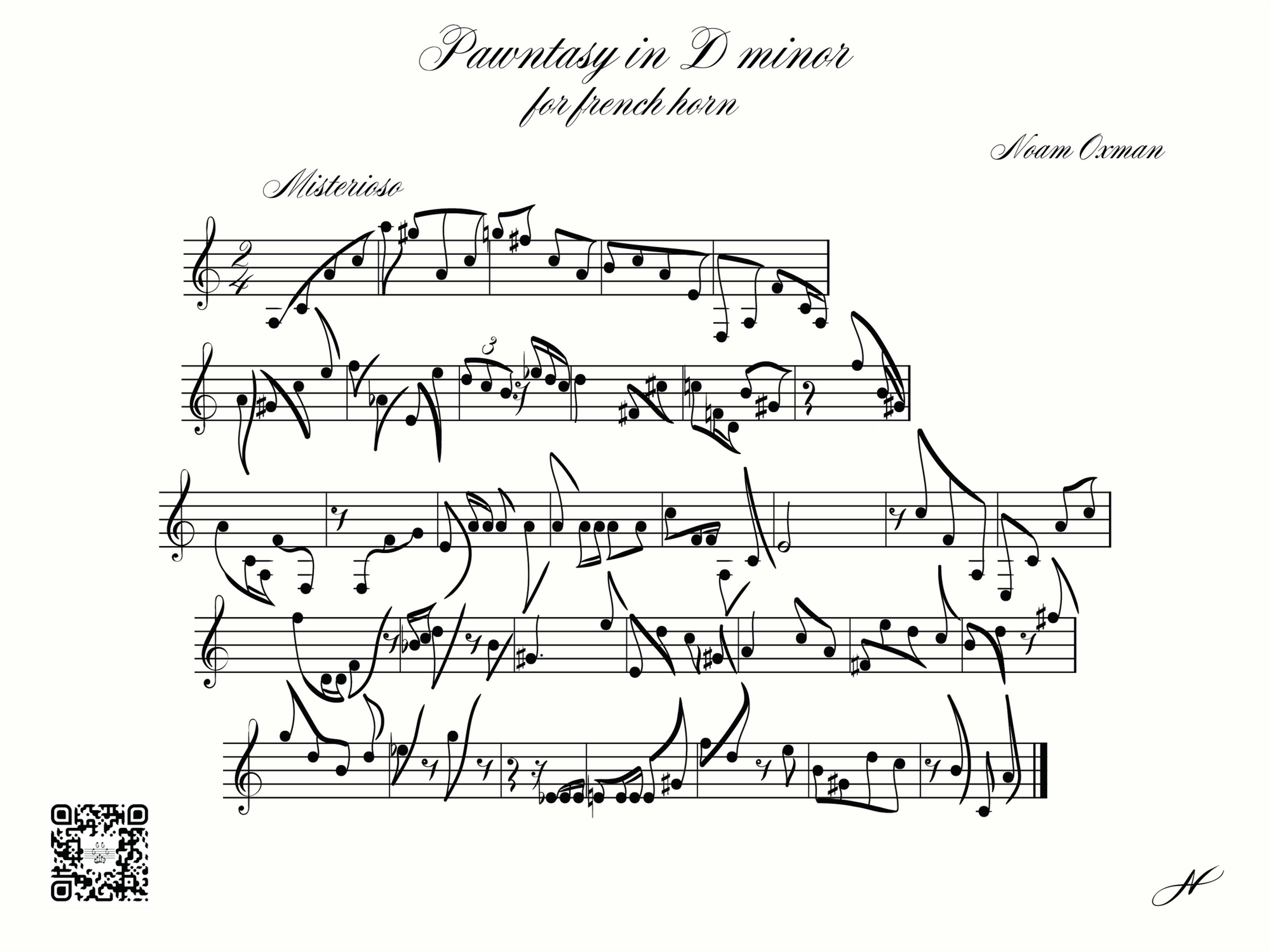 "Pawntasy in D minor for French horn" - 2025 edition print