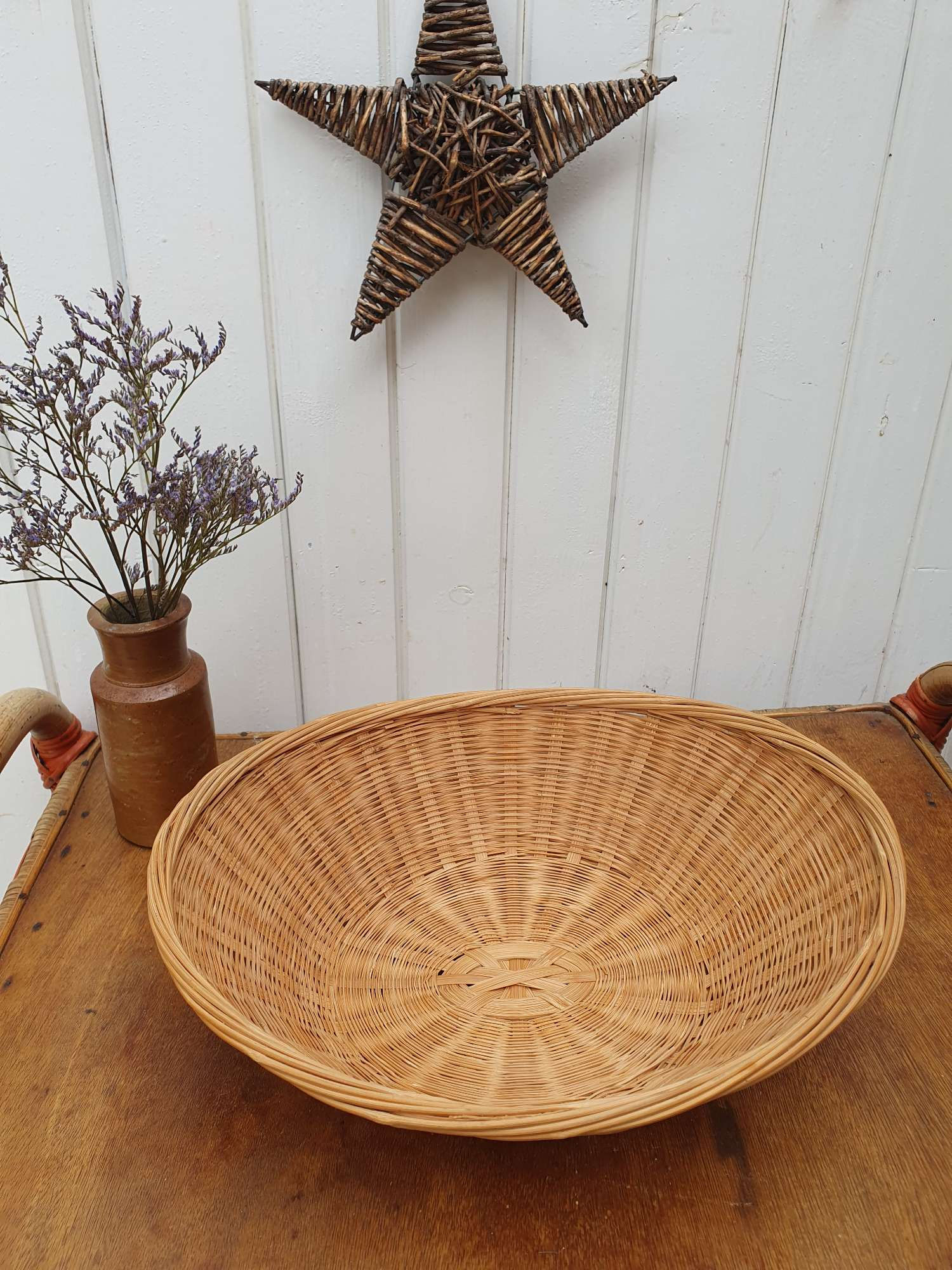 Corbeille ovale osier blond