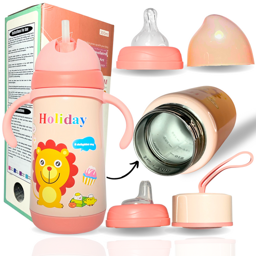 in Thermosteel Baby Sipper, Nipple, Spout Lid Bottle-Pink Zozobaa