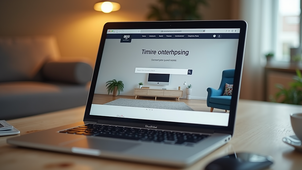 Eye-level view of a laptop displaying an online shopping website for smart home devices