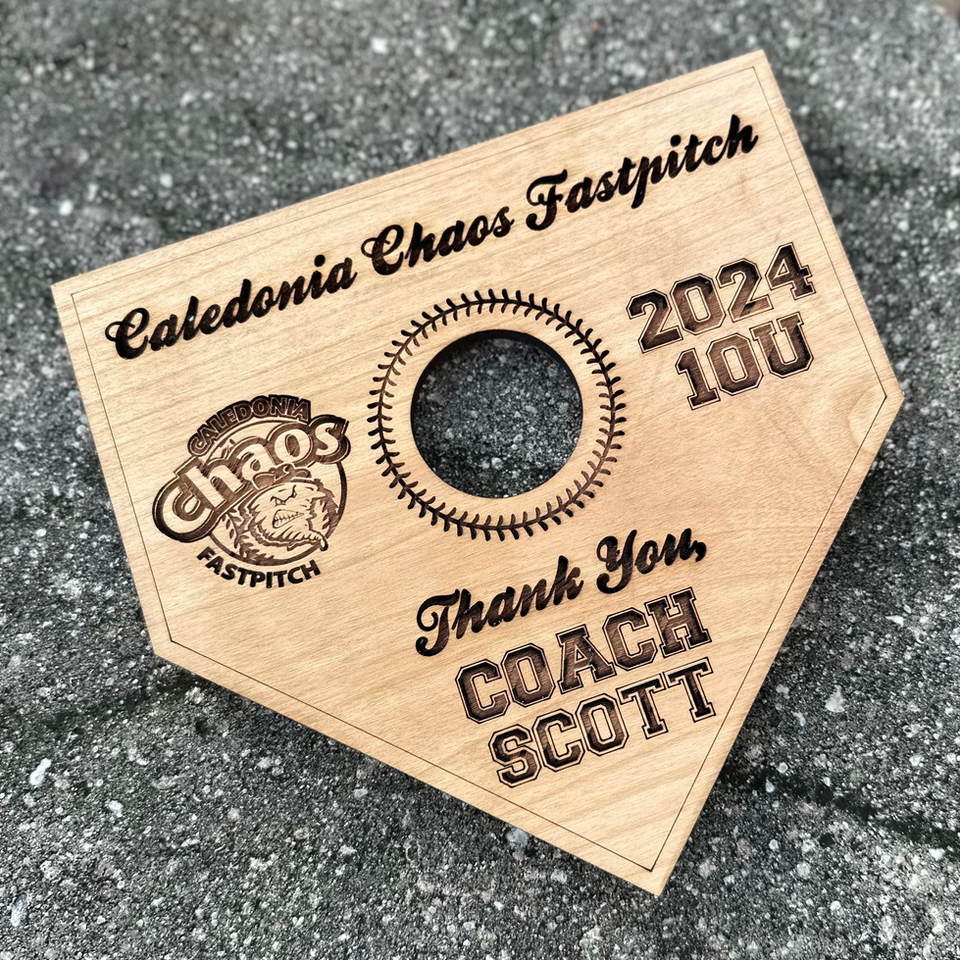 baseball gift, coach gift, baseball home plate with team name, thanks to the coach and year & season