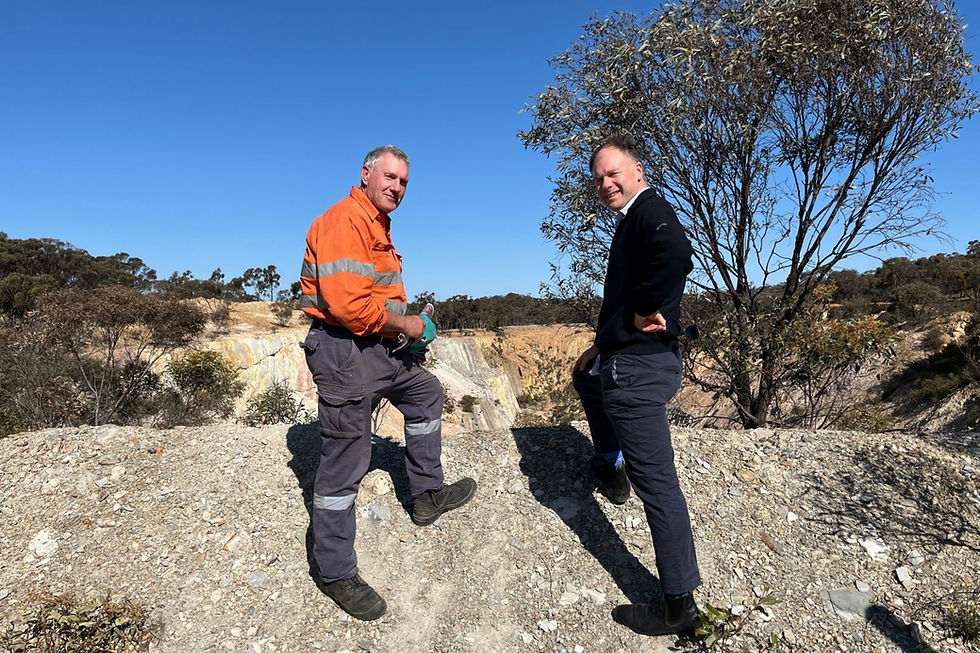 Aureka Limited managing director James Gurry (right) and exploration manager Peter de Vries at one of their projects in the Victorian goldfields.