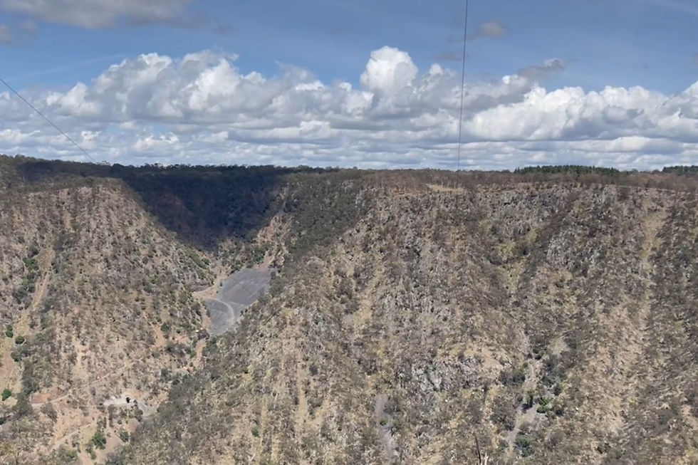 Larvotto Resources’ historic Hillgrove project, in NSW, is in rugged terrain featuring many old gold-antimony rich workings, with access adits often in valley floors, as seen here.