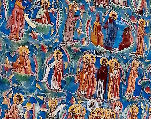 Exterior painting of Moldovita monastery church.