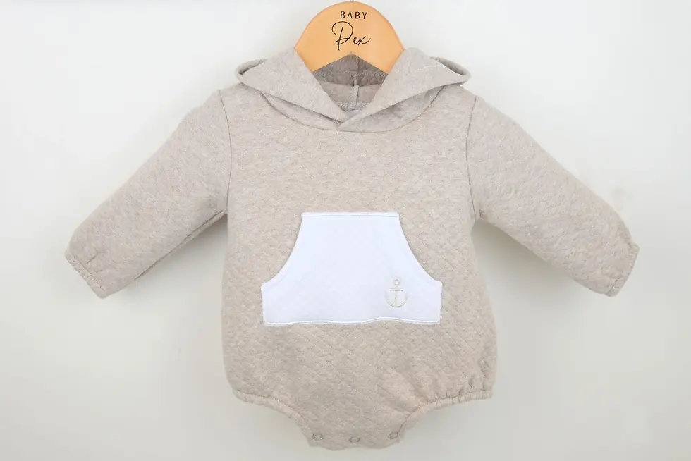 Thumbnail: Marino Hooded Romper (Natural)