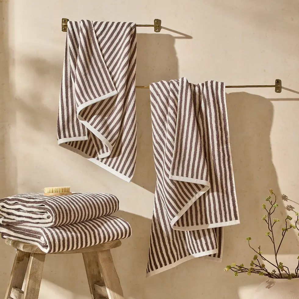 Thumbnail: Hebden Striped Cotton Towels (Chocolate)