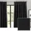 Thumbnail: Dawn Textured Blackout Pencil Pleat Curtains (Black)