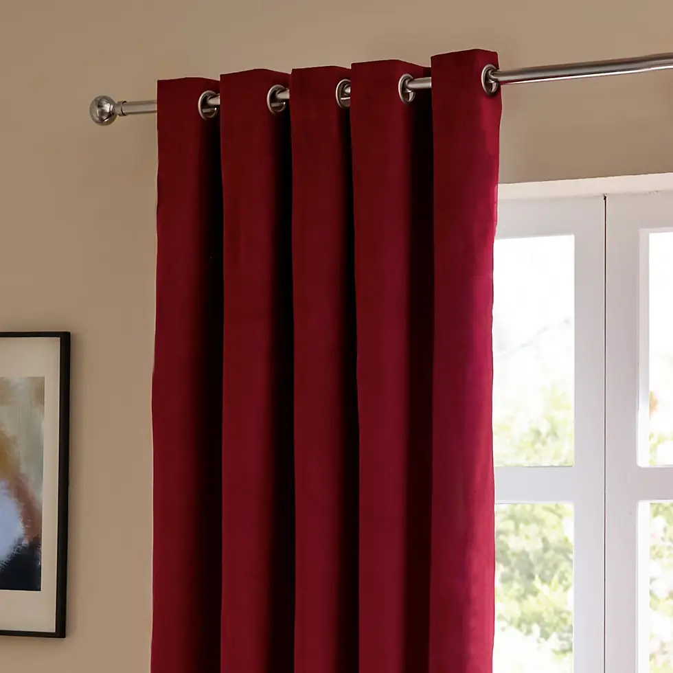 Thumbnail: The Ultimate Velvet Blackout Eyelet Curtains (Burgundy)