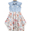 Thumbnail: Denim Top Daisy Print Girls Hanky Hem Dress