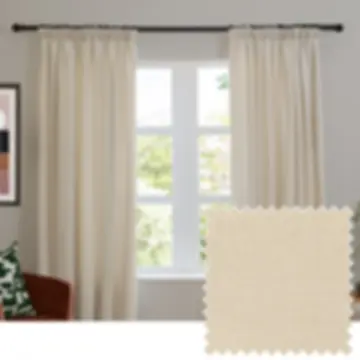 Soft Chenille Blackout Pencil Pleat Curtains (Ecru)