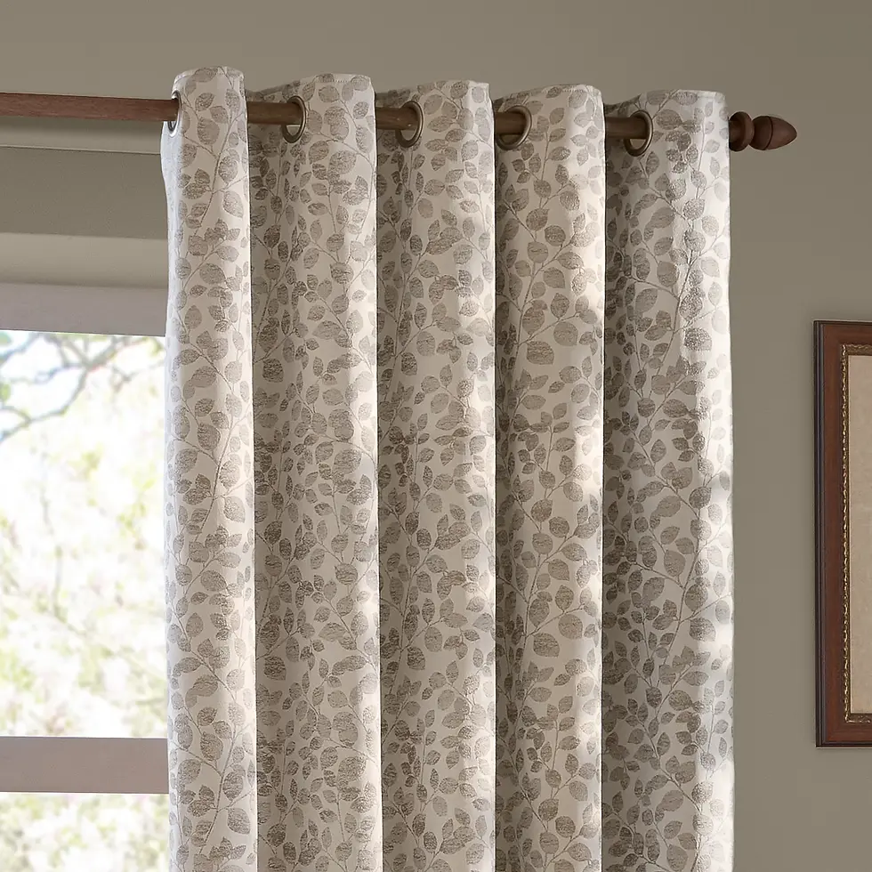 Thumbnail: Grace Leaf Jacquard Fully Lined Eyelet Curtains (Natural)