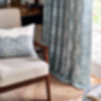 Thumbnail: Marigold Floral Jacquard Pencil Pleat Curtains (Indigo)