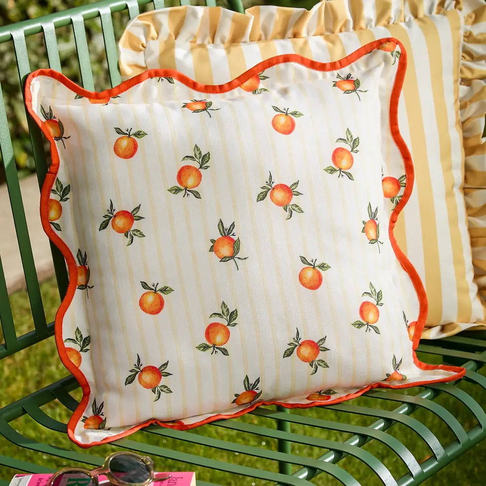 Thumbnail: Fruits Oranges Striped Outdoor Cushion Cover (Yellow)