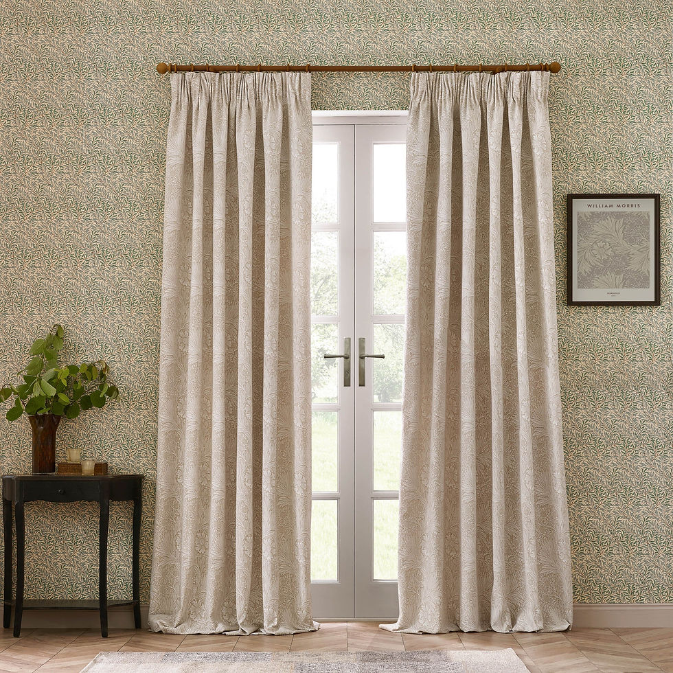 Thumbnail: Marigold Floral Jacquard Pencil Pleat Curtains (Stone)