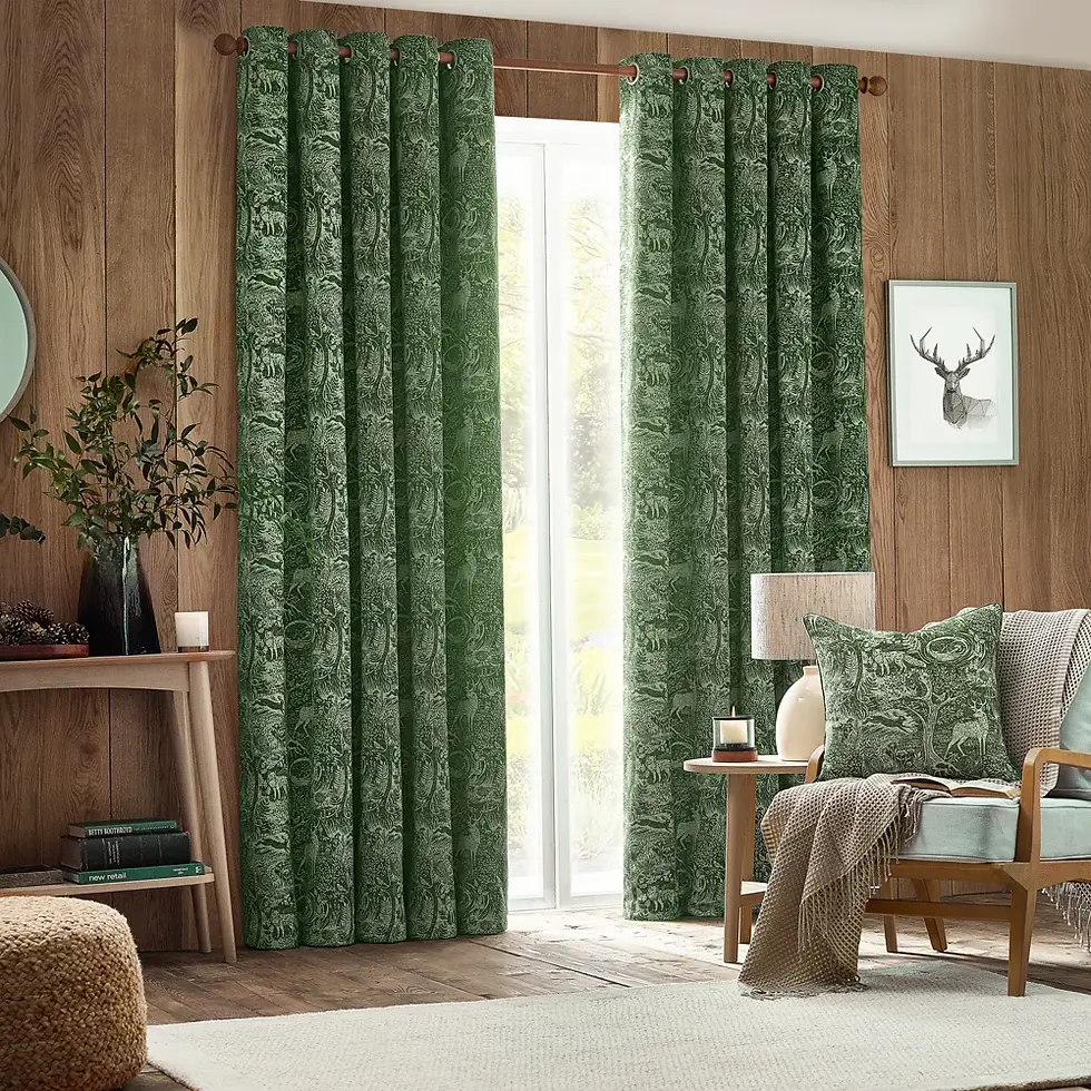 Thumbnail: Winter Woods Animal Chenille Cushion (Emerald)