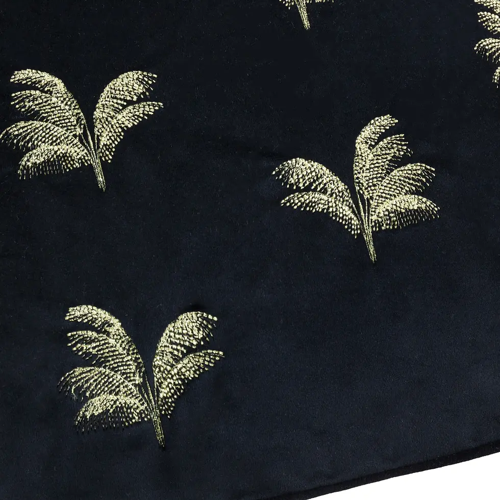 Thumbnail: Guilded Palms Embroidered Cushion Cover (Emerald Green)