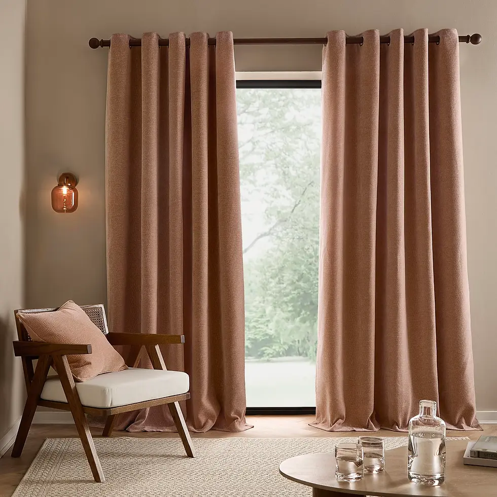 Thumbnail: Heath Washed Velvet Fully Lined Eyelet Curtains (Cotta)