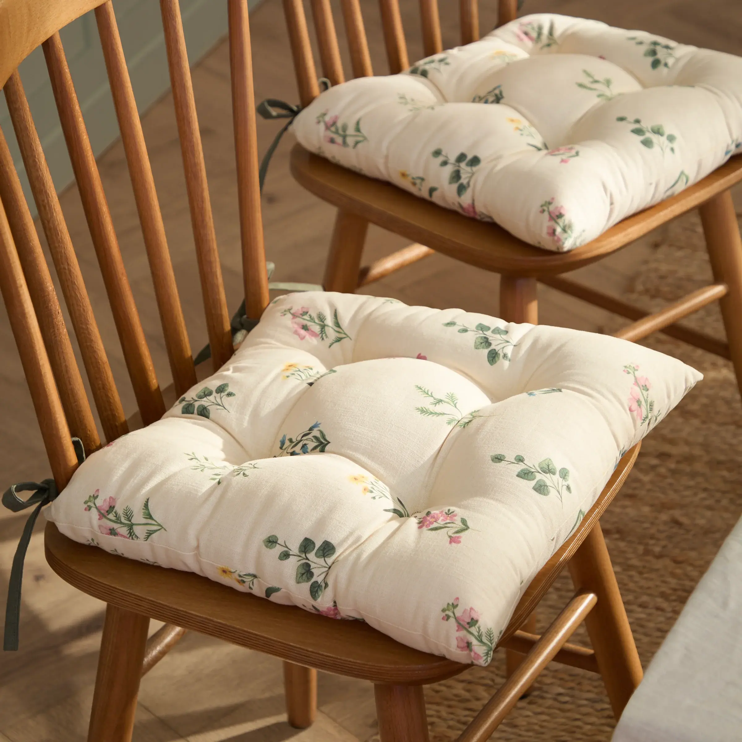 Olivia 2 Pack Slub Cotton Seat Pads (Green)